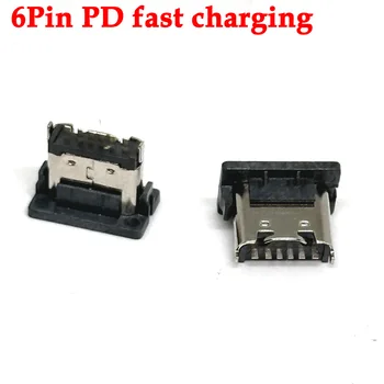 1-20 шт. 6-контактный разъем SMT Разъем Micro USB Type C 3.1 Женское размещение SMD DIP Для дизайна PD DIY Сильноточная зарядка