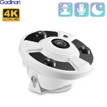 Gadinan 8MP 4K Ultra HD IP-камера Распознавание лиц 1,7 мм Рыбий глаз Ночное видеонаблюдение POE 180 градусов широкоугольный монитор XMEye