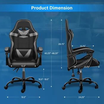 Простое игровое кресло Deluxe, большое и высокое геймерское кресло, регулируемое вращающееся офисное кресло в гоночном стиле, эргономичная поддержка VideoLumbar