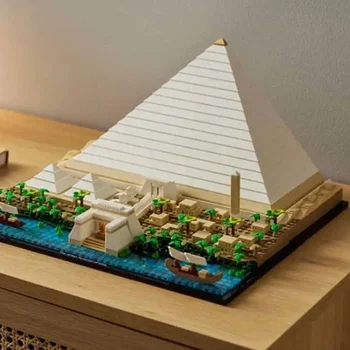 В наличии 1476 шт. Пирамида модели Набор строительных блоков Совместимый 21058 DIY Собранные кирпичи Детские игрушки Подарок на День Рождения