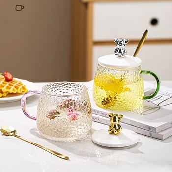 GIANXI Doll Malleolar Stria Стеклянная чашка Многоразовая прозрачная чашка для кофейного молока и сока Кружки с высокой термостойкостью Посуда для напитков