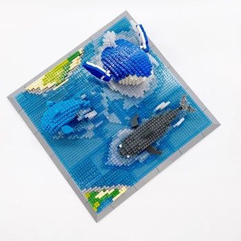 Мини Алмазные блоки Кирпичи Строительные игрушки для детей Акула Дельфин Кит Рыба Лед Море Река Модель Животный мир Нет коробки