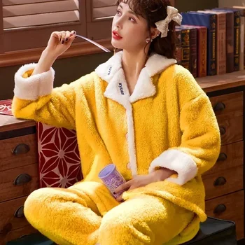 Домашняя одежда Пижамы с длинными рукавами Комплекты для отдыха Осенняя пижама Пижама Зимняя девушка Mujer Костюмы Night Femme Pijama Женщины