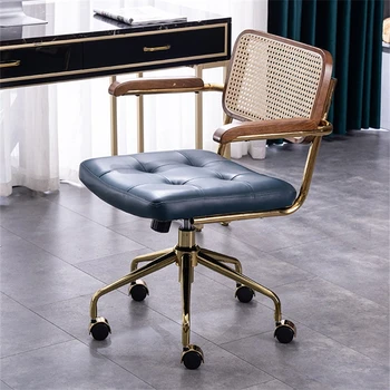 современный простой офисный стул домашний удобный компьютерный стул офисные стулья для спальни стул со спинкой из ротанга ретро вращающийся стул