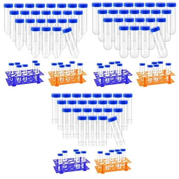 27 шт. пластиковые пробирки объемом 50 мл с штативом для пробирок, включая 25 пластиковых центрифужных пробирок и 2 сине-оранжевых