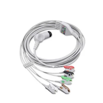  Универсальный AAMI 6-контактный цельный кабель для ЭКГ 5 отведений для Mindray PM7000/8000/9000 Goldway,Монитор пациента Кабель ЭКГ Провода AHA TPU