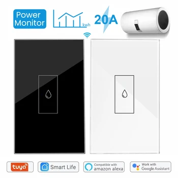 WiFi 20A Интеллектуальный выключатель высокой мощности для котла с монитором мощности Защита от перегрузки Tuya App Control работает с Alexa Google Home