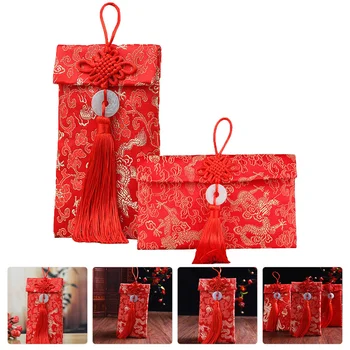 2 шт. Подарки Парча Красный конверт Конверты Китайские новогодние принадлежности Pacekt для фестиваля декора