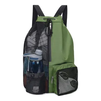 Пляжная сумка для хранения на шнурке с мокрыми карманами Мужские и женские пляжные рюкзаки Летний рюкзак для плавания Сетчатая спортивная сумка для пеших прогулок на открытом воздухе