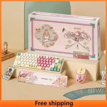 Новый CR-BI11 Беспроводная Bluetooth Механическая клавиатура для девочек Симпатичный розовый фантазийный механический набор клавиатур для мыши Праздничный подарок