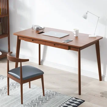 Скандинавский настольный компьютерный стол из массива дерева, простой рабочий стол для домашней спальни, письменный стол для студентов, небольшой офисный мебель для эскриторио