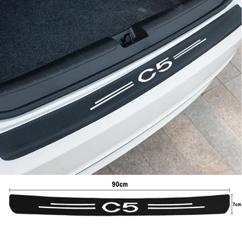  Защитная пластина заднего багажника двери багажника автомобиля Кожа из углеродного волокна Защита от царапин Полоса для Citroen C5 Логотип Наклейка на багажник автомобиля