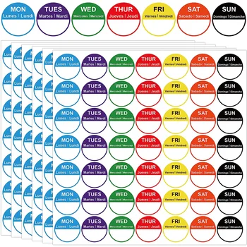700 шт. Еженедельные этикетки Наклейки с цветовой кодировкой Самоклеящиеся Планирование Управление файлами Срок годности продуктов питания 1 дюйм Writebale