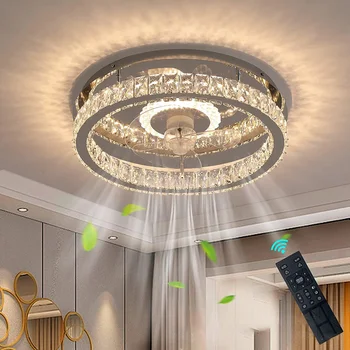 Nordic Luxury Crystal Fan Lamp В спальне Интегрированный Mute Новый невидимый потолочный светильник Fan Lamp Потолочный светильник