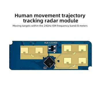LD2450 24 ГГц ISM Умный дом Отслеживание движущейся цели Траектория Модуль радиолокационного датчика DIY Измерение расстояния Угол Скорость