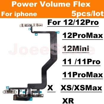 5 шт. Гибкий кабель для iPhone 11 12 Pro Max Mini X XS XR Вспышка Боковая кнопка отключения звука Переключатель управления Flex с металлическими деталями