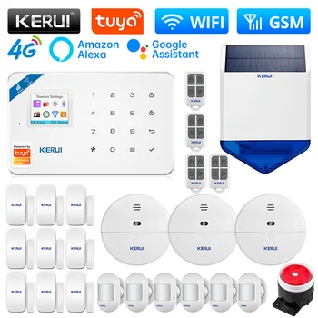 KERUI W184 4G Сигнализация Tuya Smart Wireless WIFI GSM Alarm Датчик движения Детектор Охранная поддержка Alexa и Google APP Control