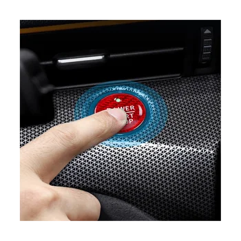  Кнопка запуска и остановки двигателя автомобиля Настоящая наклейка из углеродного волокна Крышка кнопки для Mach-E 2021