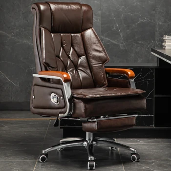 HOOKI Официальное новое кресло руководителя из натуральной кожи Бизнес-массаж с откидной спинкой Офисное кресло Кресло руководителя Удобное длинное