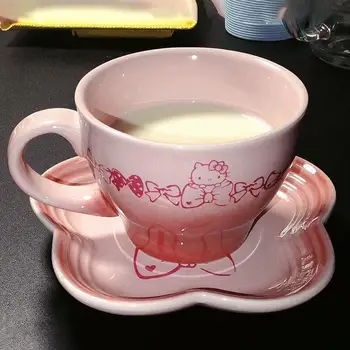 Новый HelloKitty Кофейная чашка Kawaii Sanrio Японский мультфильм Офисный чайник Кружка Симпатичная девушка Керамическая чашка Подарок