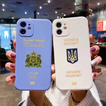 Квадратный жидкий силиконовый чехол для телефона для iPhone 15 14 13 12 11 Pro MAX XR X SE XS 7 8 Plus DIY Чехол Марокко Украина Паспорт