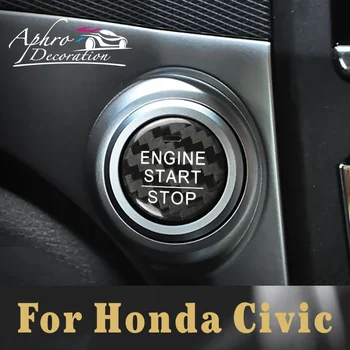  для Honda Civic Крышка кнопки запуска двигателя и остановки Настоящая наклейка из углеродного волокна 2014 2015