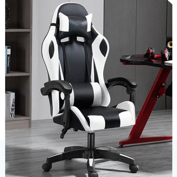 Самое дешевое гоночное игровое кресло для офисных геймеров с дополнительной подставкой для ног, массажной RGB-подсветкой и функцией Bluetooth