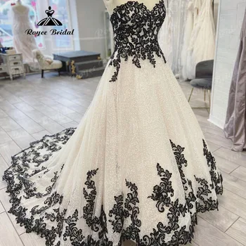 Роскошное свадебное платье принцессы с открытыми плечами Черно-белое свадебное платье для женщин 2024 Бальное платье Свадебное платье vestido de noiva romantico Sexy