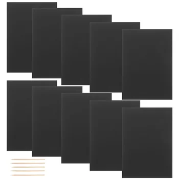 55 шт. Детская скретч-бумага Скретч-бумага для рисования Creative Scratch Набор бумаги для рисования черный (50 листов, 5 бамбуковых