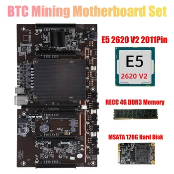 BTC Материнская плата для майнинга X79 H61 с процессором E5 2620 V2 RECC 4 ГБ памяти DDR3 120 ГБ SSD 5X PCI-E 8X Поддержка графического процессора 3060 3070 3080