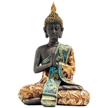 Статуя Будды Таиланд Скульптура Смола Буддизм ручной работы Индуизм Фэн-шуй Статуэтка Медитация Домашний декор Орнамент
