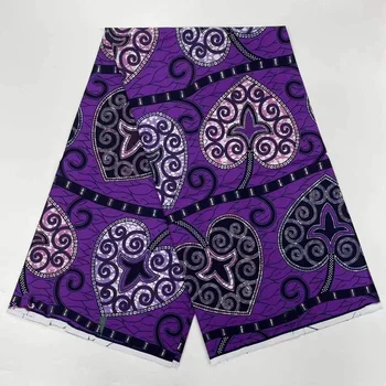 Фиолетовый Оригинальная ткань Ткань Анкара 100% хлопок Африканская восковая ткань Блок Принты Батик Голландская ткань 6 ярдов DIY для шитья