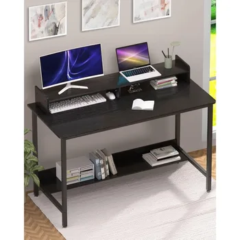  Компьютерный стол с полками, 43-дюймовый игровой письменный стол, рабочая станция для рабочего стола с хранилищем для домашнего офиса
