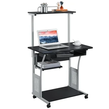 Easyfashion 2-уровневый компьютерный стол для домашнего офиса Школа Черный