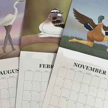 Календарь чрезвычайно точных птиц Настенный календарь январь 2024 г. - декабрь 2024 г.,12 Ежемесячный календарь птиц Простая установка