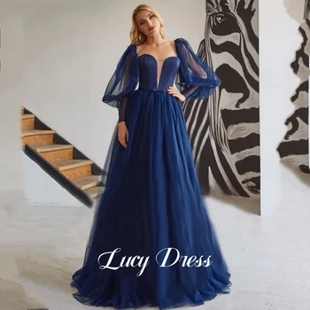 Lucy темно-синий Роскошное вечернее платье 2023 Элегантные платья для женщин Линия вечерних платьев A Гала Платья Женщина Пышные рукава Вечеринка
