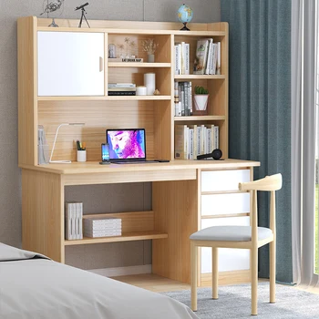 Встроенный домашний компьютер с книжной полкой, небольшая спальня с выдвижными ящиками, письменный стол