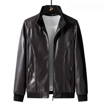 Однотонные кожаные куртки Мужской большой размер Плюс Размер M-8XL PU Куртка Мужское кожаное пальто Куртка-карго Повседневная мотоциклетная байкерская куртка