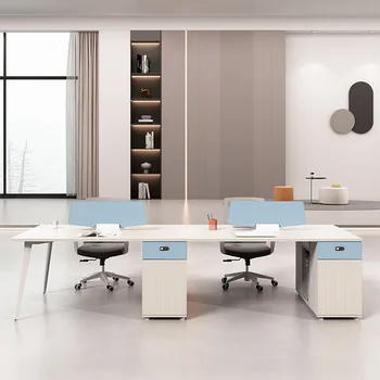 Офисная мебель, рабочий стол для персонала, простой современный стол для персонала на четыре человека, компьютерный стол и стул для двух человек