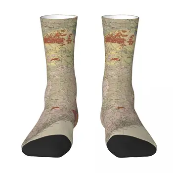 Винтажная геологическая карта Норвегии (1878 г.) Носки Harajuku Супер мягкие чулки Всесезонные длинные носки для мужчины и женщины Рождественские подарки