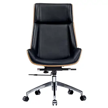 Натуральная кожа Эргономичный офисный стул Стул без подлокотников Стол Стул Ореховое дерево